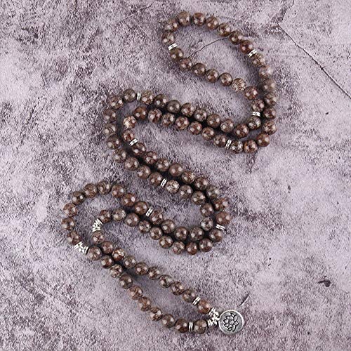 DADATU Piedra Medicinal Piedra De Cristal Natural 108 Mala Lotus Pulsera O Collar Reiki Cargado Pulsera De Rosario Budista