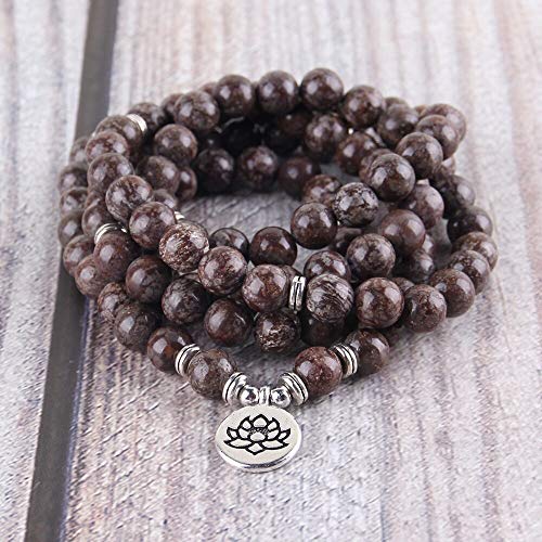 DADATU Piedra Medicinal Piedra De Cristal Natural 108 Mala Lotus Pulsera O Collar Reiki Cargado Pulsera De Rosario Budista