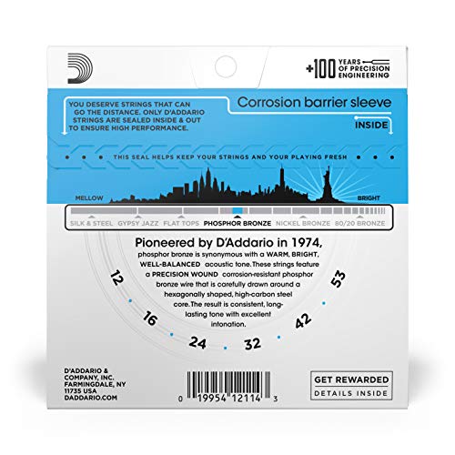 D'Addario EJ16 - Juego de Cuerdas para Guitarra Acústica de Fósforo/Bronce, 012' - 053, Naranja D'Addario EJ16 - Juego de Cuerdas para Guitarra Acústica de Fósforo/Bronce, 012' - 053, Naranja