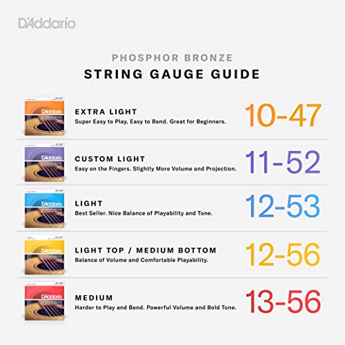 D'Addario EJ16 - Juego de Cuerdas para Guitarra Acústica de Fósforo/Bronce, 012' - 053, Naranja