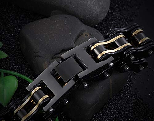 Daesar Brazalete Cadena de Bicicleta Pulsera Cadena Acero Inoxidable Brazalete Negro Oro