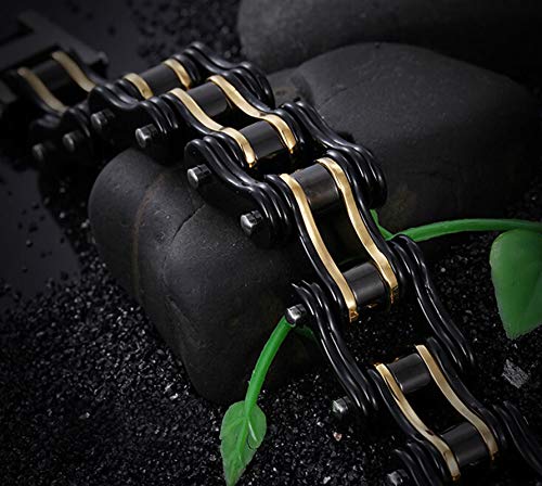 Daesar Brazalete Cadena de Bicicleta Pulsera Cadena Acero Inoxidable Brazalete Negro Oro