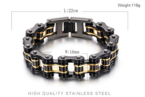 Daesar Brazalete Cadena de Bicicleta Pulsera Cadena Acero Inoxidable Brazalete Negro Oro