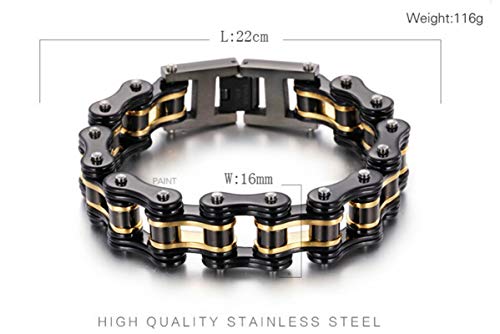 Daesar Brazalete Cadena de Bicicleta Pulsera Cadena Acero Inoxidable Brazalete Negro Oro