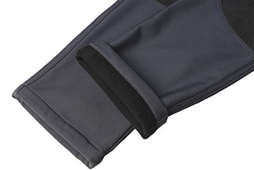 DAFENP Pantalones Trekking Hombre Impermeable Pantalones de Escalada Senderismo Alpinismo Invierno Polar Forrado Aire Libre KZ1662M-DarkGrey2-S