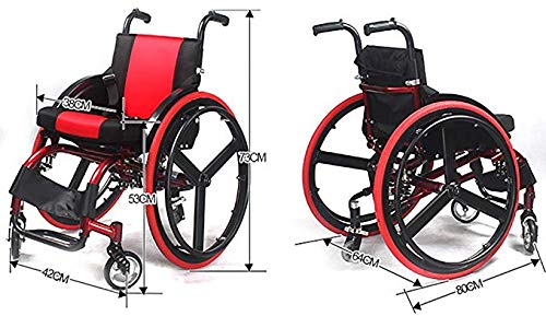 Daka Deportes Silla de Ruedas, Silla de Ruedas Manual Vespa aleación de Aluminio Plegable portátil con (Rojo)