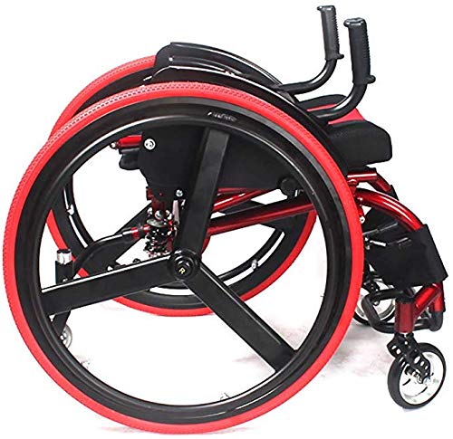 Daka Deportes Silla de Ruedas, Silla de Ruedas Manual Vespa aleación de Aluminio Plegable portátil con (Rojo)