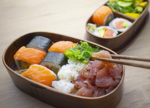 Dakimasu Bento Box Madera – Práctica y Robusta Caja de Almuerzo Premium con 2 Compartimentos – Ideal para Servir, Transportar y Almacenar Comida – Contenedor de Comida de Estilo Japonés