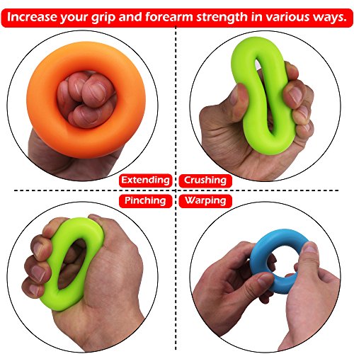 DaKuan - Juego de 6 Anillos de Agarre de Mano con 3 Niveles y Bandas de Resistencia para los Dedos con Bolsa de Transporte para Ejercicios de antebrazo/Guitarra, fortalecimiento de los Dedos DaKuan - Juego de 6 Anillos de Agarre de Mano con 3 Niveles y Bandas de Resistencia para los Dedos con Bolsa de Transporte para Ejercicios de antebrazo/Guitarra, fortalecimiento de los Dedos