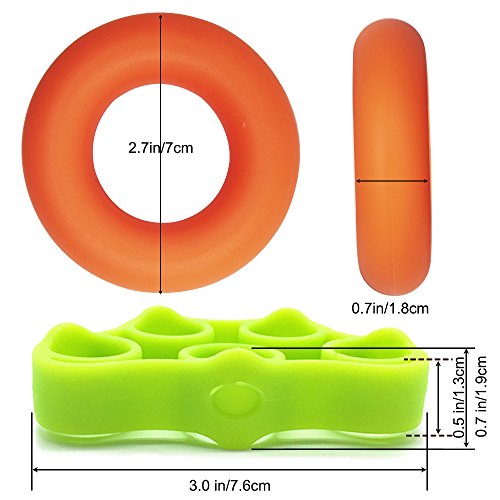 DaKuan - Juego de 6 Anillos de Agarre de Mano con 3 Niveles y Bandas de Resistencia para los Dedos con Bolsa de Transporte para Ejercicios de antebrazo/Guitarra, fortalecimiento de los Dedos