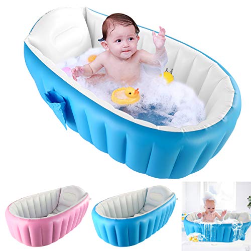DaMohony Bañera plegable para bebé recién nacidos inflable Bañera portátil mini piscina de aire plato de ducha para bebés de 0-3 años