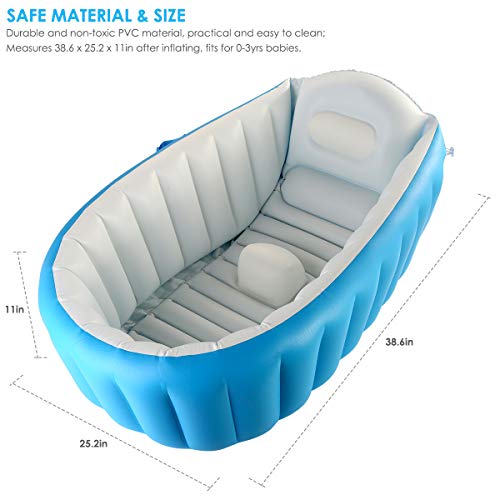 DaMohony Bañera plegable para bebé recién nacidos inflable Bañera portátil mini piscina de aire plato de ducha para bebés de 0-3 años