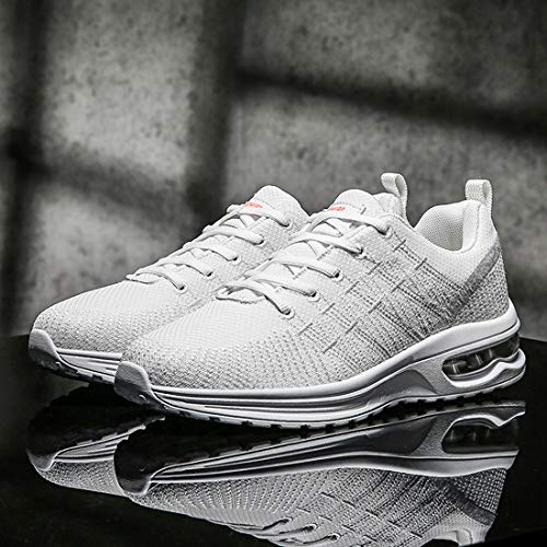 Damyuan Zapatos Correr para Hombres Casual Running Tenis Sneakers Deportivas Gimnasio Gym Trail Fitness Sport Zapatillas Transpirables Plataforma Trekking Calzado Blanco 41 EU