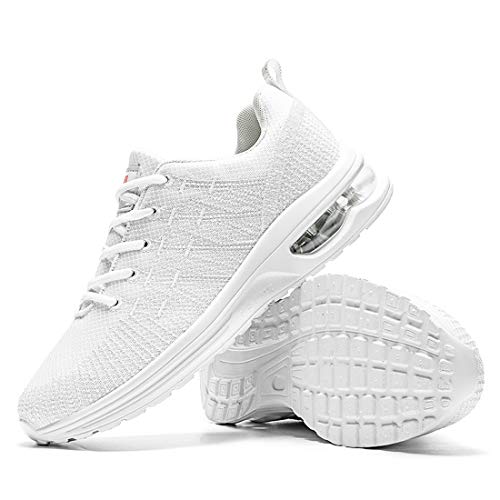 Damyuan Zapatos Correr para Hombres Casual Running Tenis Sneakers Deportivas Gimnasio Gym Trail Fitness Sport Zapatillas Transpirables Plataforma Trekking Calzado Blanco 41 EU