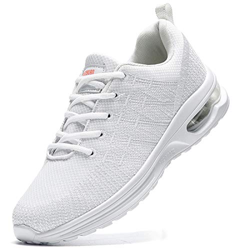 Damyuan Zapatos Correr para Hombres Casual Running Tenis Sneakers Deportivas Gimnasio Gym Trail Fitness Sport Zapatillas Transpirables Plataforma Trekking Calzado Blanco 41 EU