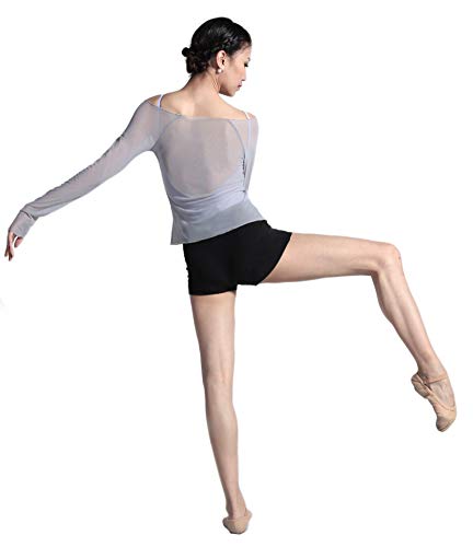 DANCEYOU Flexible Pantalones Cortos de Danza Shorts de Yoga Ballet pantalón de Deportes Deporte para Niñas y Mujer Negro L