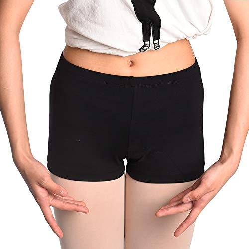 DANCEYOU Flexible Pantalones Cortos de Danza Shorts de Yoga Ballet pantalón de Deportes Deporte para Niñas y Mujer Negro L