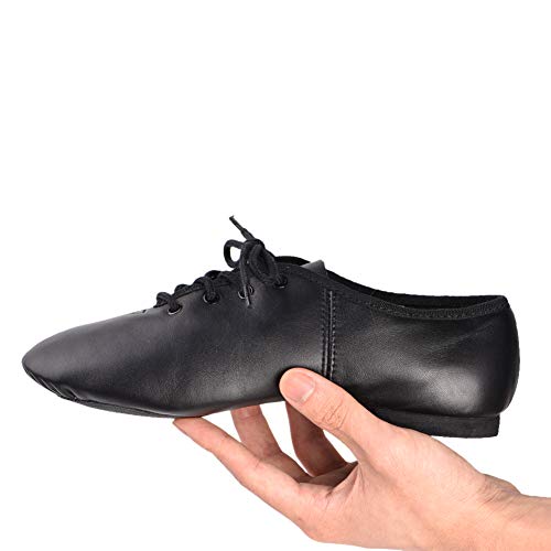 DANCEYOU Zapatos de Baile de Jazz con Cordones Zapatos de Danza Modern Suela Cuero para Niños y Adultos 34.5/35 EU