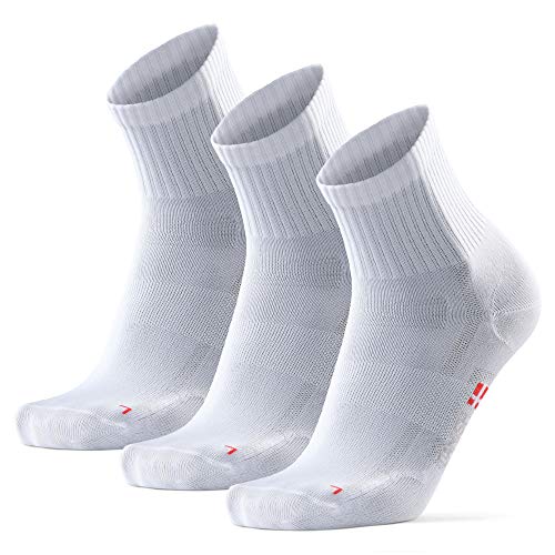 DANISH ENDURANCE Calcetines Deportivos Quarter Pro 3 Pares (Blanco sólido, EU 35-38)