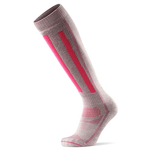 DANISH ENDURANCE Calcetines Térmicos de Esquí de Lana Merino 1 Par (Gris Claro/Rosa, EU 39-42)