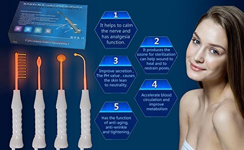 Darsonval - Set portátil de alta frecuencia para tratamiento de acné, alopecia, reducción de arrugas, etc. (5 piezas, ozono) Darsonval - Set portátil de alta frecuencia para tratamiento de acné, alopecia, reducción de arrugas, etc. (5 piezas, ozono)