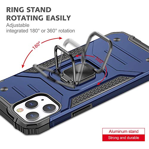 DASFOND Diseñado para iPhone 12 / iPhone 12 Pro Funda, Funda Protectora para teléfono de Grado Militar con Soporte Mejorado [Soporte magnético] para iPhone 12 de 6,1 Pulgadas, Azul