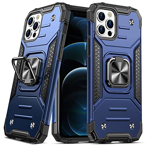 DASFOND Diseñado para iPhone 12 / iPhone 12 Pro Funda, Funda Protectora para teléfono de Grado Militar con Soporte Mejorado [Soporte magnético] para iPhone 12 de 6,1 Pulgadas, Azul