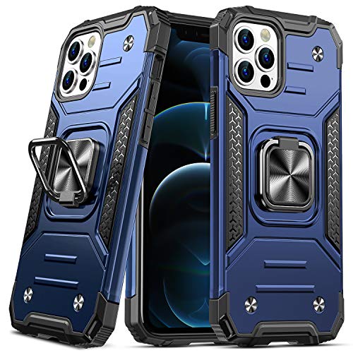 DASFOND Diseñado para iPhone 12 / iPhone 12 Pro Funda, Funda Protectora para teléfono de Grado Militar con Soporte Mejorado [Soporte magnético] para iPhone 12 de 6,1 Pulgadas, Azul