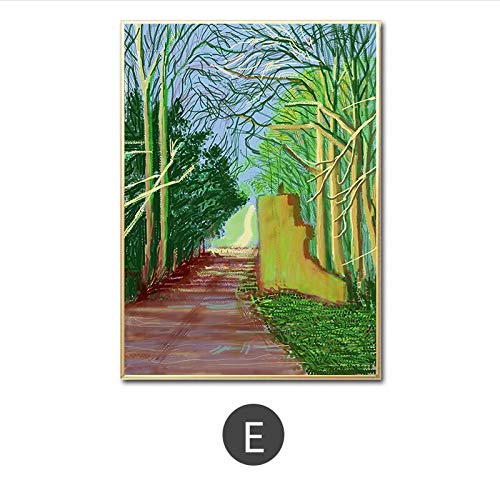 David Hockney La llegada de la primavera en Woldgate East Forest Tree River Paisaje Lienzo abstracto Pintura Impresión Póster Arte de la pared Imagen Sala de estar Decoración del hogar