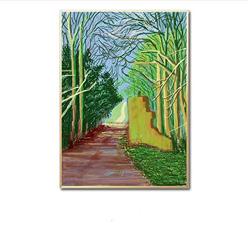 David Hockney La llegada de la primavera en Woldgate East Forest Tree River Paisaje Lienzo abstracto Pintura Impresión Póster Arte de la pared Imagen Sala de estar Decoración del hogar