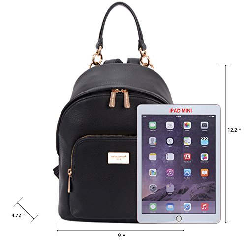 David Jones - Bolso Mochila Mujer Pequeña - Morral Cuero Piel PU Suave - Backpack Daypack Casual Mini Señora Niña - Bolsos de Mano Hombro Viaje Escolar Universidad Colegio Ocio Elegante Moda - Negro David Jones - Bolso Mochila Mujer Pequeña - Morral Cuero Piel PU Suave - Backpack Daypack Casual Mini Señora Niña - Bolsos de Mano Hombro Viaje Escolar Universidad Colegio Ocio Elegante Moda - Negro