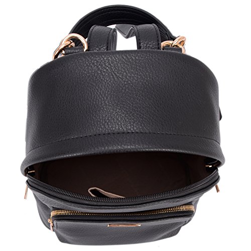 David Jones - Bolso Mochila Mujer Pequeña - Morral Cuero Piel PU Suave - Backpack Daypack Casual Mini Señora Niña - Bolsos de Mano Hombro Viaje Escolar Universidad Colegio Ocio Elegante Moda - Negro David Jones - Bolso Mochila Mujer Pequeña - Morral Cuero Piel PU Suave - Backpack Daypack Casual Mini Señora Niña - Bolsos de Mano Hombro Viaje Escolar Universidad Colegio Ocio Elegante Moda - Negro