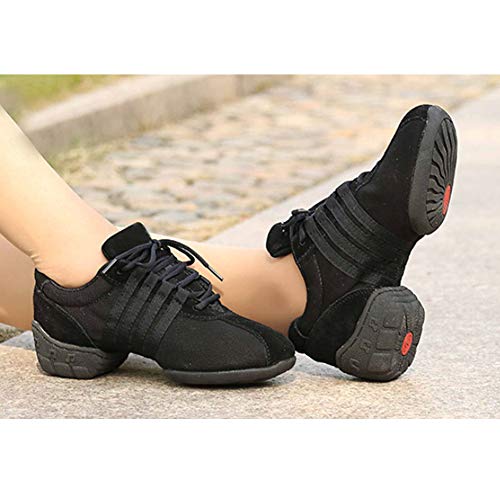 Daytwork Salón de Baile Jazz Zapatos de Baile - Mujer Suela Partida Malla Cordones Zapatillas de Deporte Chica Ropa de Baile Práctica Enseñanza (Zapatos es más pequeño)