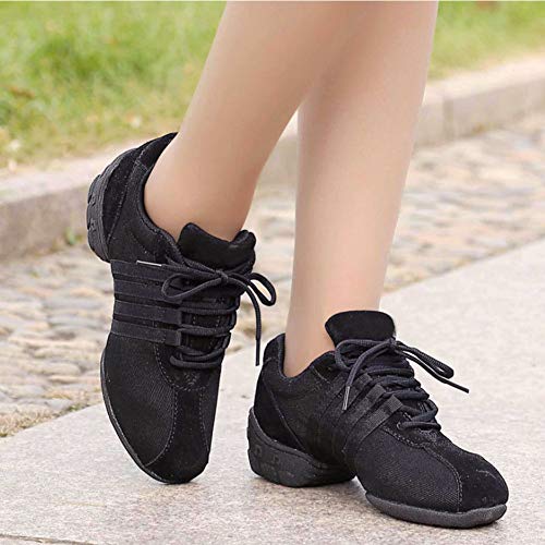 Daytwork Salón de Baile Jazz Zapatos de Baile - Mujer Suela Partida Malla Cordones Zapatillas de Deporte Chica Ropa de Baile Práctica Enseñanza (Zapatos es más pequeño)