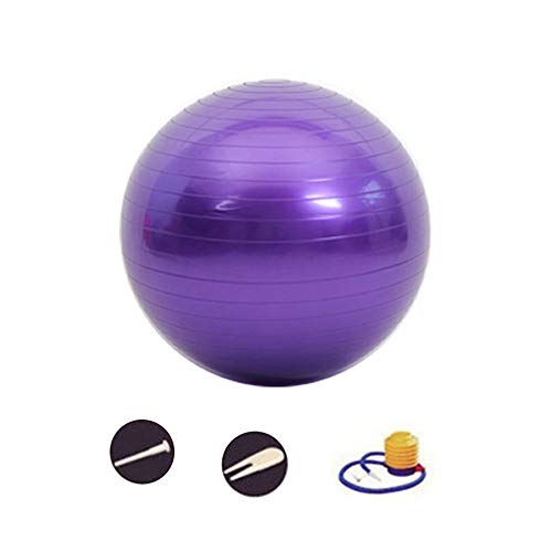 DAZISEN Pelota Ejercicio - Pelota Gimnasia con Bomba Pelota de Ejercicio para Fitness, Yoga, Pilates, Púrpura-4, 75CM