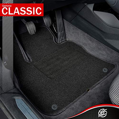 DBS Alfombrillas de Coche - A Medida - Alfombrillas para Coche - 3 uds. - Antideslizante - Moqueta en Negro 900 g/m² - Aspecto Terciopelo - Modelo Star - 1763211