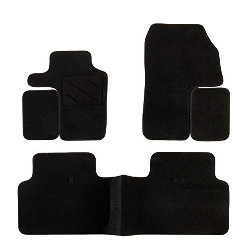 DBS Alfombrillas de Coche - A Medida - Alfombrillas para Coche - 3 uds. - Antideslizante - Moqueta en Negro 900 g/m² - Aspecto Terciopelo - Modelo Star - 1763211