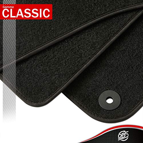 DBS Alfombrillas de Coche - A Medida - Alfombrillas para Coche - 3 uds. - Antideslizante - Moqueta en Negro 900 g/m² - Aspecto Terciopelo - Modelo Star - 1763180