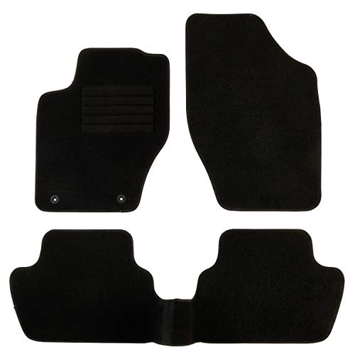 DBS Alfombrillas de Coche - A Medida - Alfombrillas para Coche - 3 uds. - Antideslizante - Moqueta en Negro 900 g/m² - Aspecto Terciopelo - Modelo Star - 1763180