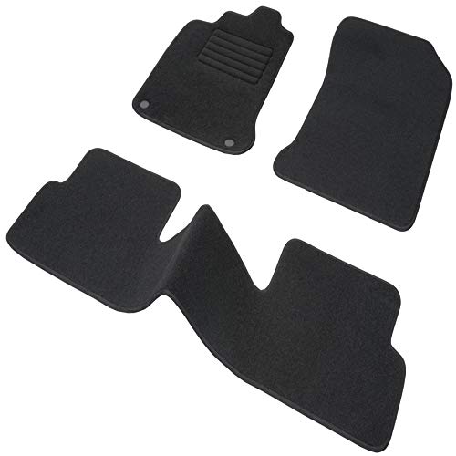 DBS Alfombrillas de Coche - A Medida - Alfombrillas para Coche - 3 uds. - Antideslizante - Moqueta en Negro 900 g/m² - Aspecto Terciopelo - Modelo Star - 1763619