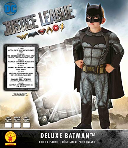 DC Comics - Disfraz de Batman Deluxe para niños, Justice League, 5-6 años (Rubies 640809-M) DC Comics - Disfraz de Batman Deluxe para niños, Justice League, 5-6 años (Rubies 640809-M)