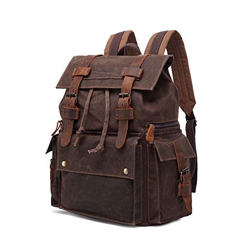 DC Wesley Mochila retro de lona para hombre de 15.6 pulgadas, bolsa de viaje al aire libre, mochila impermeable para mujer, gran capacidad, 33 x 16 x 43 cm (color: amarillo) DC Wesley Mochila retro de lona para hombre de 15.6 pulgadas, bolsa de viaje al aire libre, mochila impermeable para mujer, gran capacidad, 33 x 16 x 43 cm (color: amarillo)