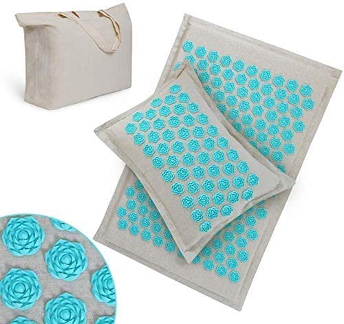 De gama alta acupresión Mat, Yoga Mat, Mat acupuntura con la almohadilla de algodón y lino for aliviar el dolor de espalda y cuello, relajar los músculos - con bolsa de estera de yoga ( Color : Blue )