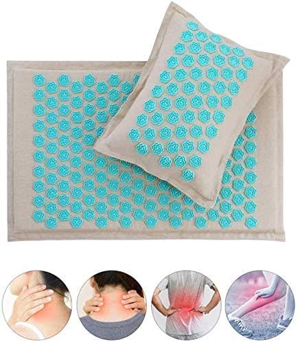 De gama alta acupresión Mat, Yoga Mat, Mat acupuntura con la almohadilla de algodón y lino for aliviar el dolor de espalda y cuello, relajar los músculos - con bolsa de estera de yoga ( Color : Blue )