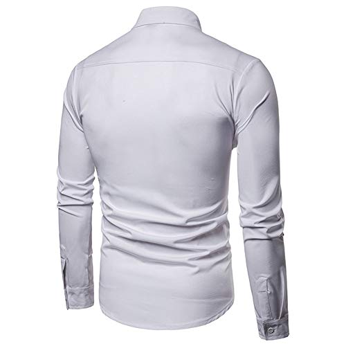 De los Hombres Placket Diseño Triángulo Invertido Color Sólido Ocasional Camisa De Manga Larga Mediante (Color : Black, Size : L) De los Hombres Placket Diseño Triángulo Invertido Color Sólido Ocasional Camisa De Manga Larga Mediante (Color : Black, Size : L)