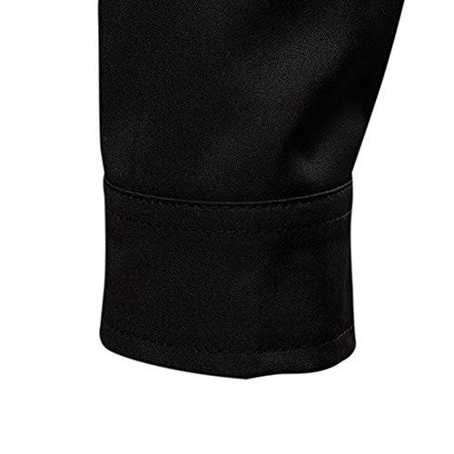 De los Hombres Placket Diseño Triángulo Invertido Color Sólido Ocasional Camisa De Manga Larga Mediante (Color : Black, Size : L) De los Hombres Placket Diseño Triángulo Invertido Color Sólido Ocasional Camisa De Manga Larga Mediante (Color : Black, Size : L)