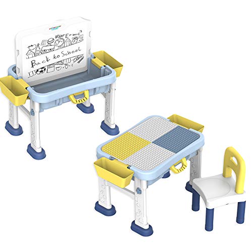 deAO Escritorio Didáctico Infantil Portátil Centro de Actividades 3en1 Mesita Multiusos para el Aprendizaje y Creatividad Infantil Incluye Silla, Pizarra Blanca y Panel para Juegos de Construcción deAO Escritorio Didáctico Infantil Portátil Centro de Actividades 3en1 Mesita Multiusos para el Aprendizaje y Creatividad Infantil Incluye Silla, Pizarra Blanca y Panel para Juegos de Construcción