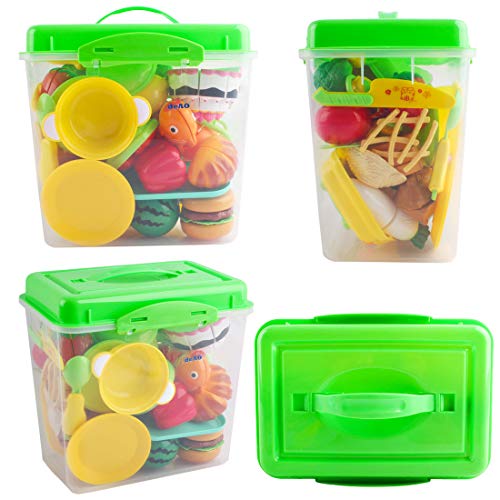 deAO Juego de Comida, Frutas y Verduras para Cortar Conjunto Infantil de Imitación Accesorios de Cocina de Juguete Actividad Educativa 42 Piezas y Caja de Almacenaje deAO Juego de Comida, Frutas y Verduras para Cortar Conjunto Infantil de Imitación Accesorios de Cocina de Juguete Actividad Educativa 42 Piezas y Caja de Almacenaje