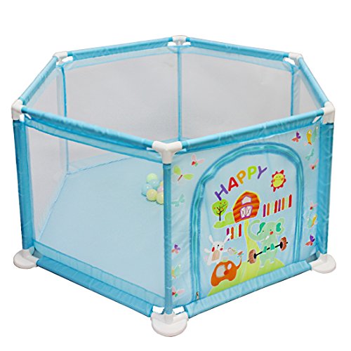 deAO Parque de Juegos Infantil Corralito para Bebé Incluye Bolas de Colores (Hexagonal Azul) deAO Parque de Juegos Infantil Corralito para Bebé Incluye Bolas de Colores (Hexagonal Azul)