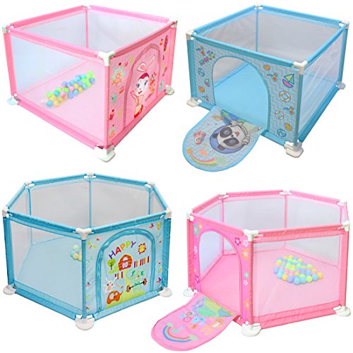 deAO Parque de Juegos Infantil Corralito para Bebé Incluye Bolas de Colores (Hexagonal Azul) deAO Parque de Juegos Infantil Corralito para Bebé Incluye Bolas de Colores (Hexagonal Azul)
